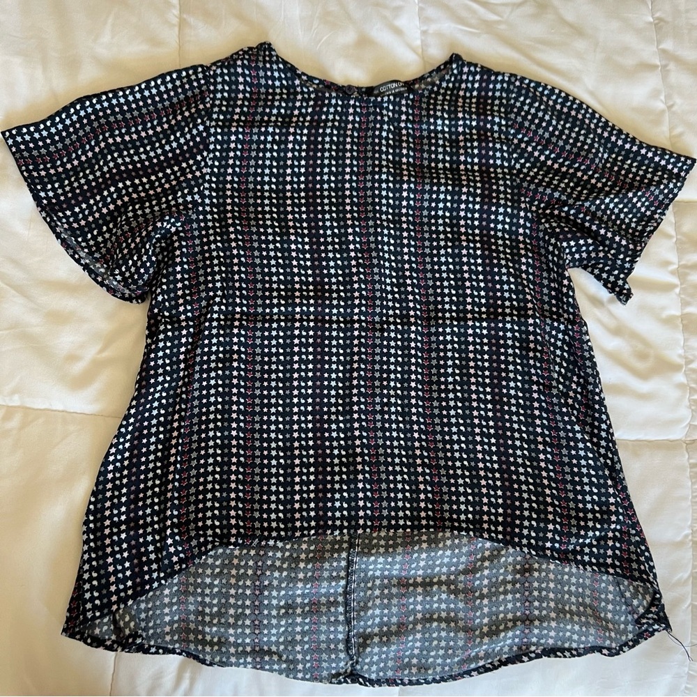 Cotton On Navy with Colorful Pattern Blouse
